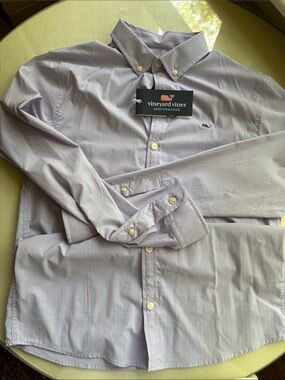 NWT boys sz L Vineyard Vines Light Pink gingham Button-Down Performance Shirt